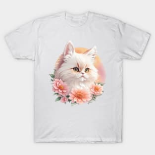 Graceful Persian Companion: Blossoming Floral Delight with a Touch of Fantasy T-Shirt